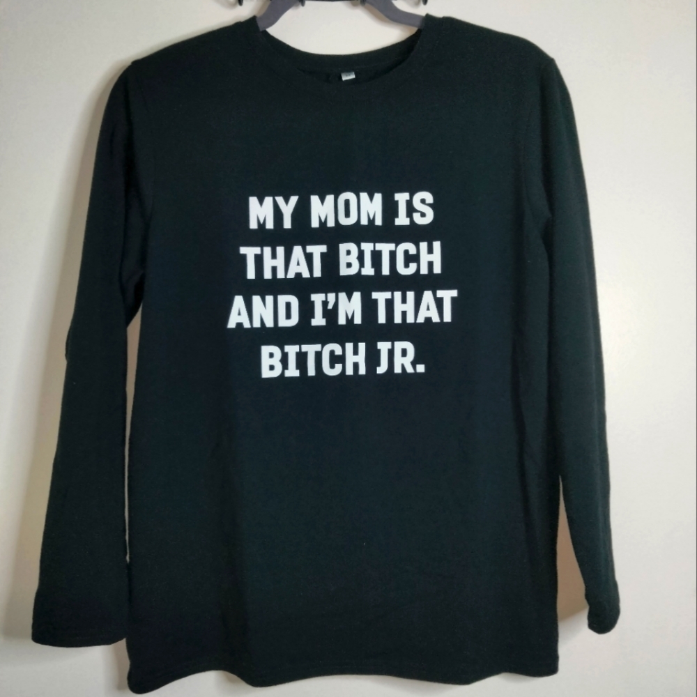 Graphic Print (Size M) Black Long Sleeve Tee